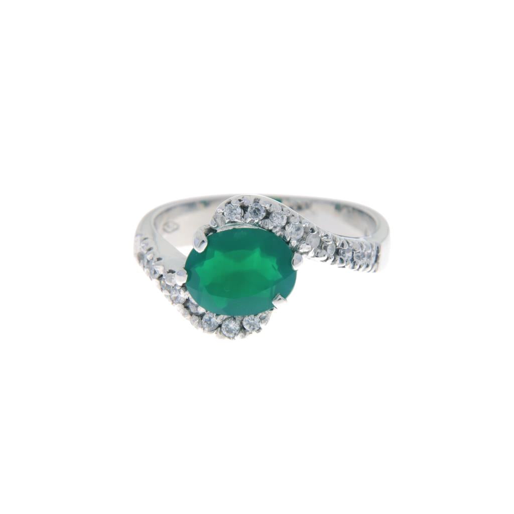 Anello con Giada e pavè di zirconi