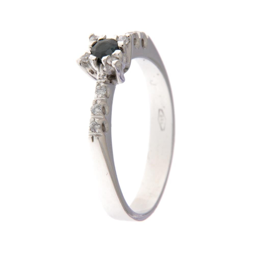 Anello Riviera con Solitario Blu