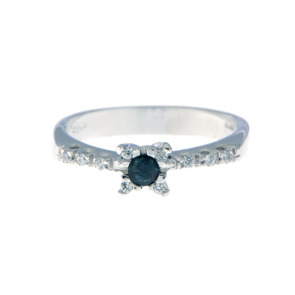 Anello Riviera con Solitario Blu
