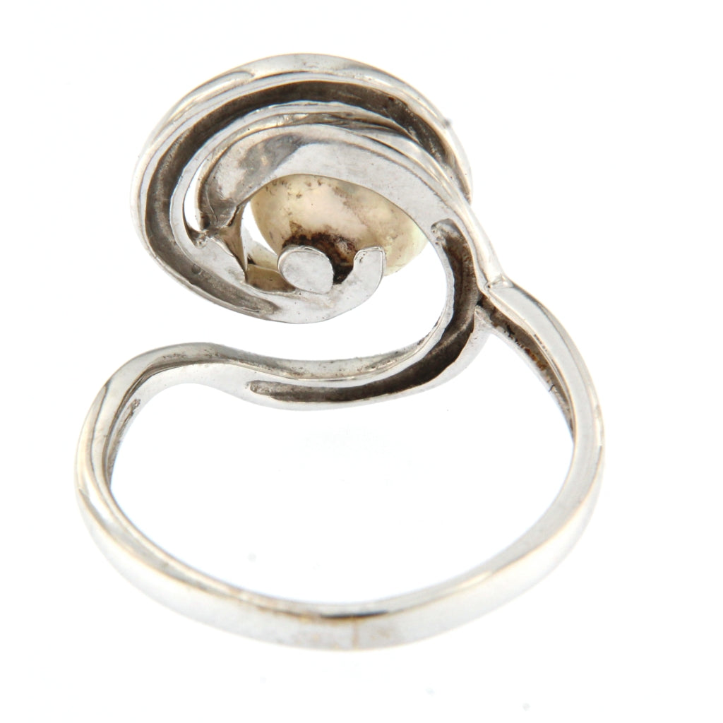 Anello Perla e Diamanti da 0,01 CT
