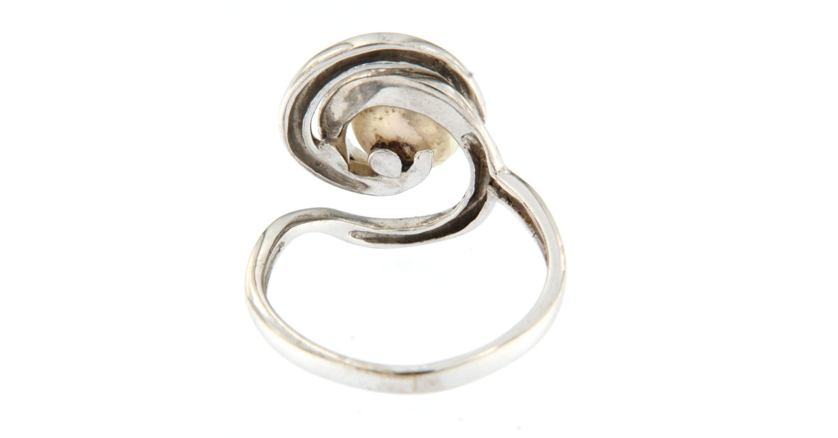 Anello Perla e Diamanti da 0,01 CT
