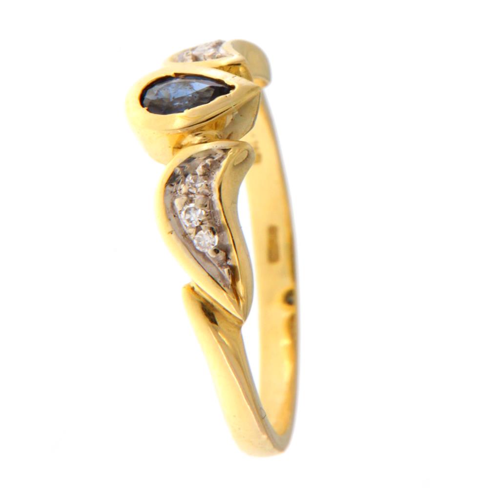 Anello Pietra Blu e Diamanti da 0.01 CT
