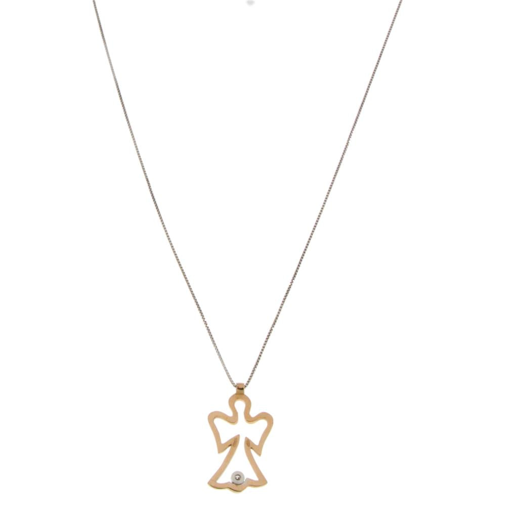 Collana con Angelo e Diamante da 0.01 CT