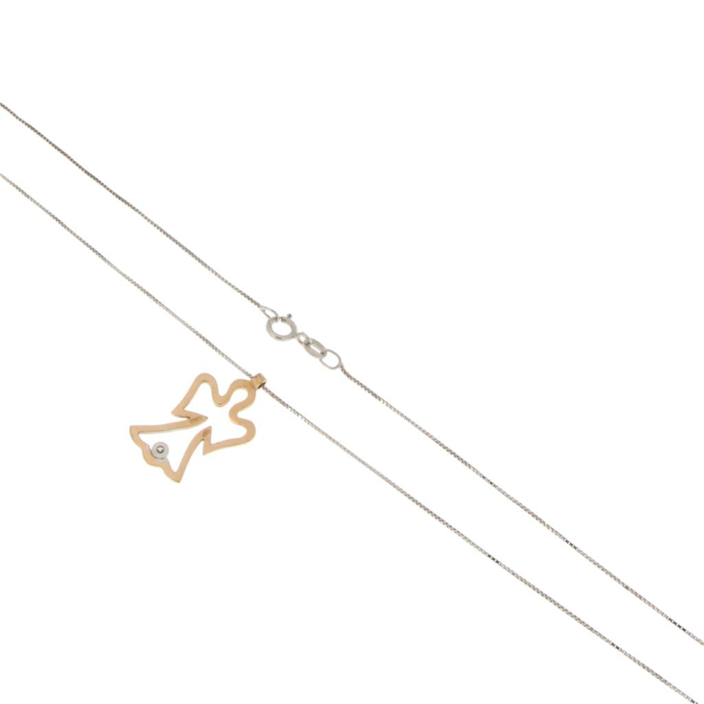 Collana con Angelo e Diamante da 0.01 CT