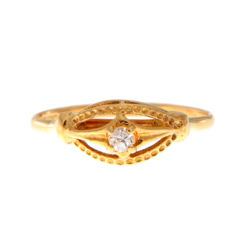 Anello Lavorato con Pietra Bianca
