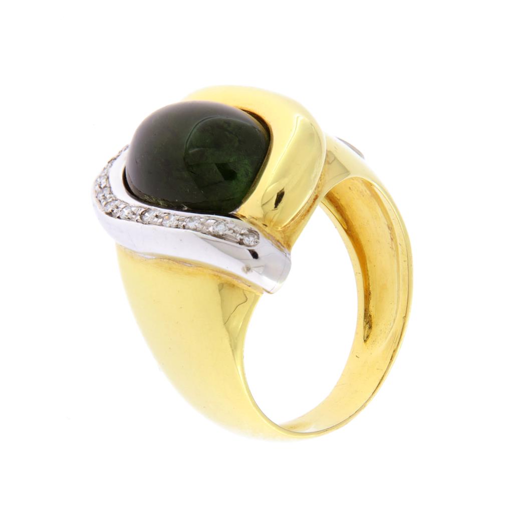 Anello a Fascia con Pietra Verde