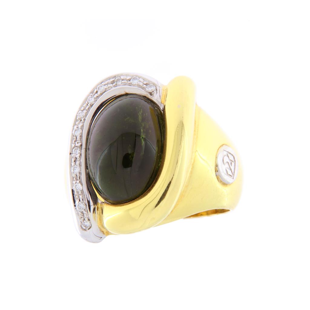 Anello a Fascia con Pietra Verde