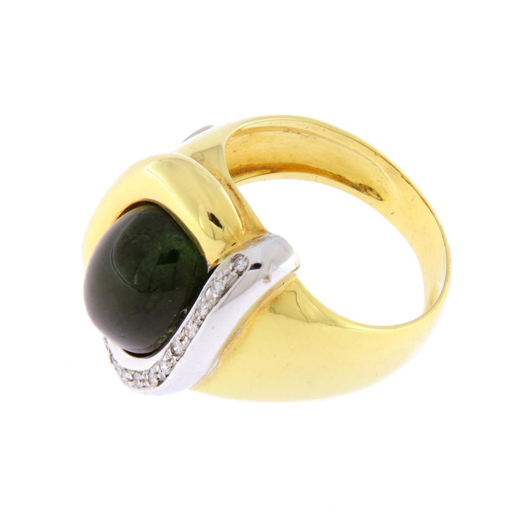 Anello a Fascia con Pietra Verde