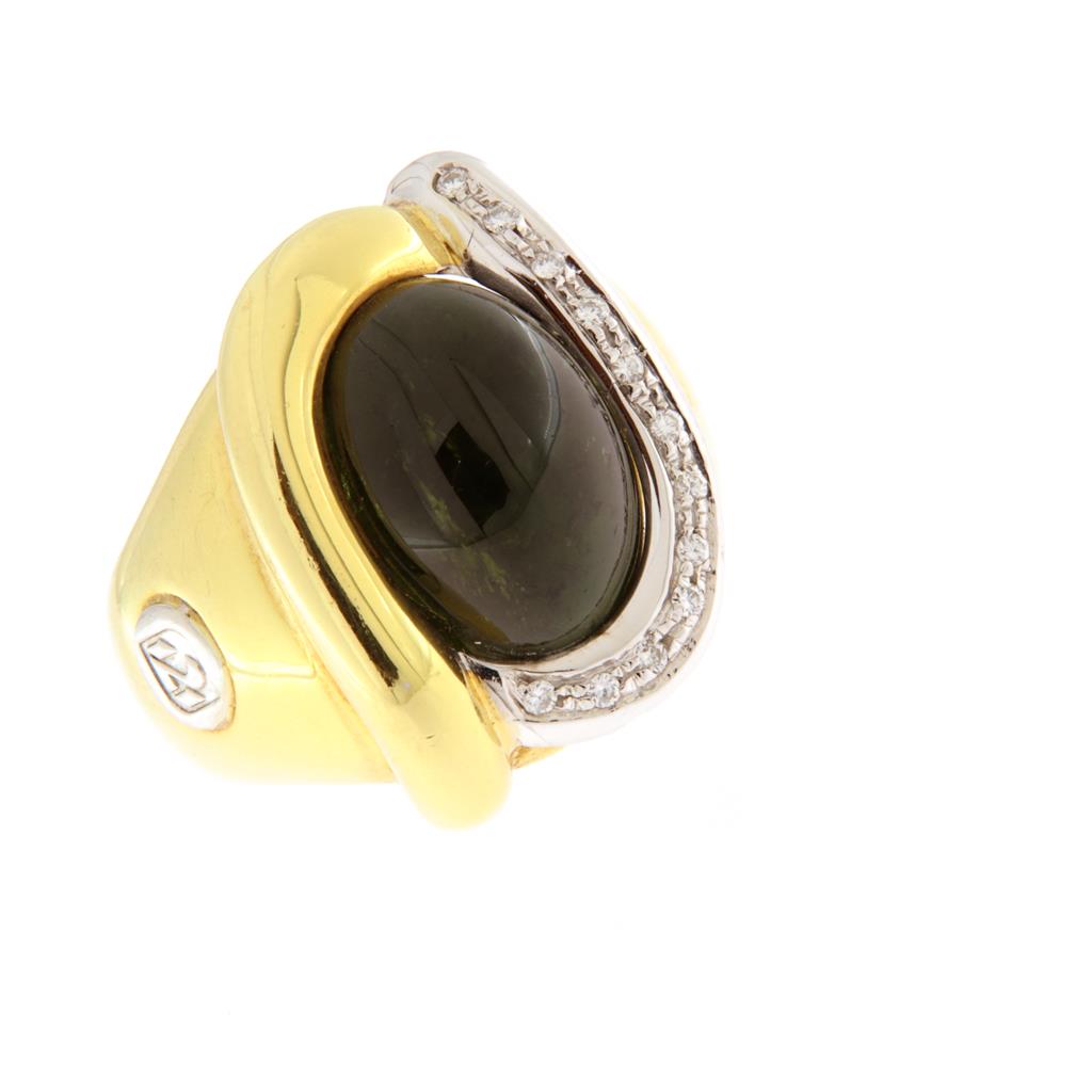 Anello a Fascia con Pietra Verde