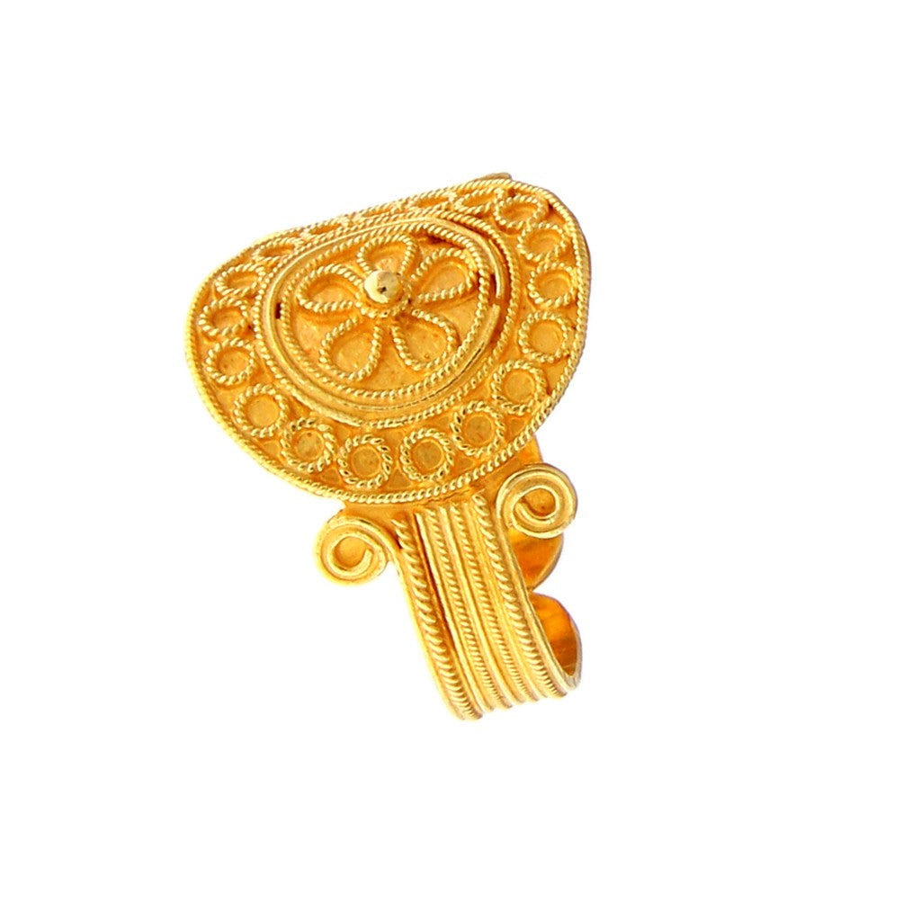 Anello Tondo con Fiore in Filigrana Sarda