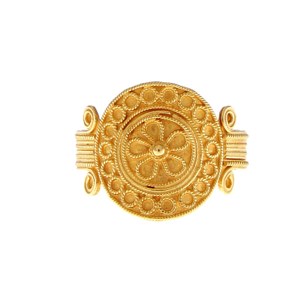 Anello Tondo con Fiore in Filigrana Sarda