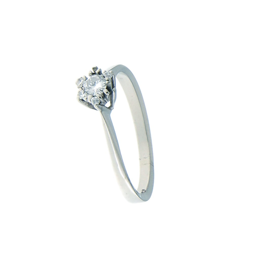 Anello Solitario con Diamante da 0.1 CT e 6 da 0.01 CT