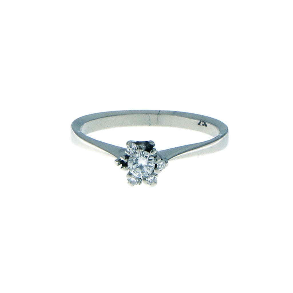 Anello Solitario con Diamante da 0.1 CT e 6 da 0.01 CT