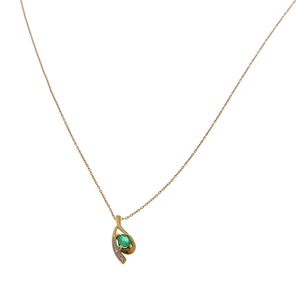 Collana con Ciondolo Smeraldo da 0,2 CT e Diamante da 0,01 CT