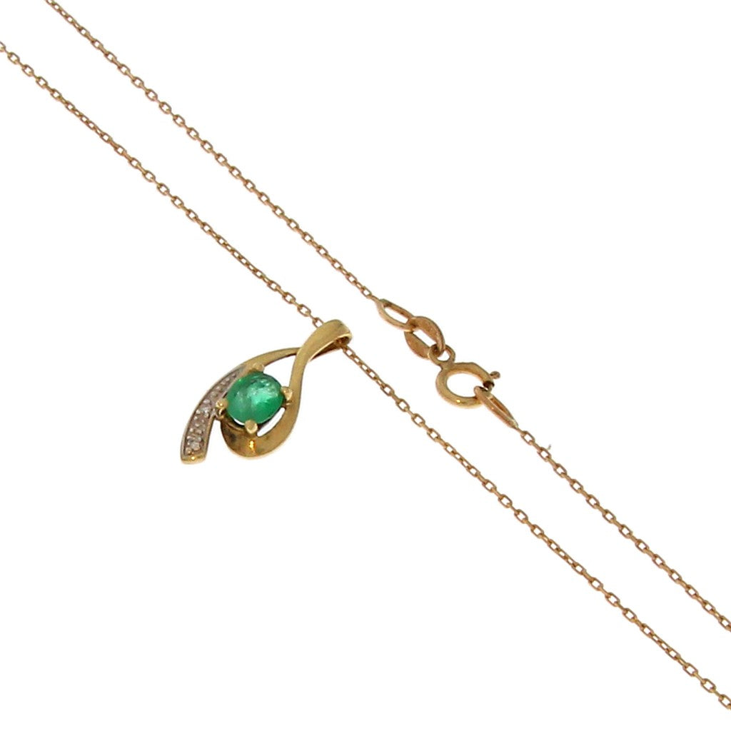 Collana con Ciondolo Smeraldo da 0,2 CT e Diamante da 0,01 CT