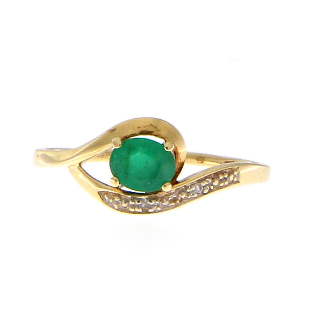 Anello Contrariè con Smeraldo da 0.2 CT e Diamanti da 0.05 CT