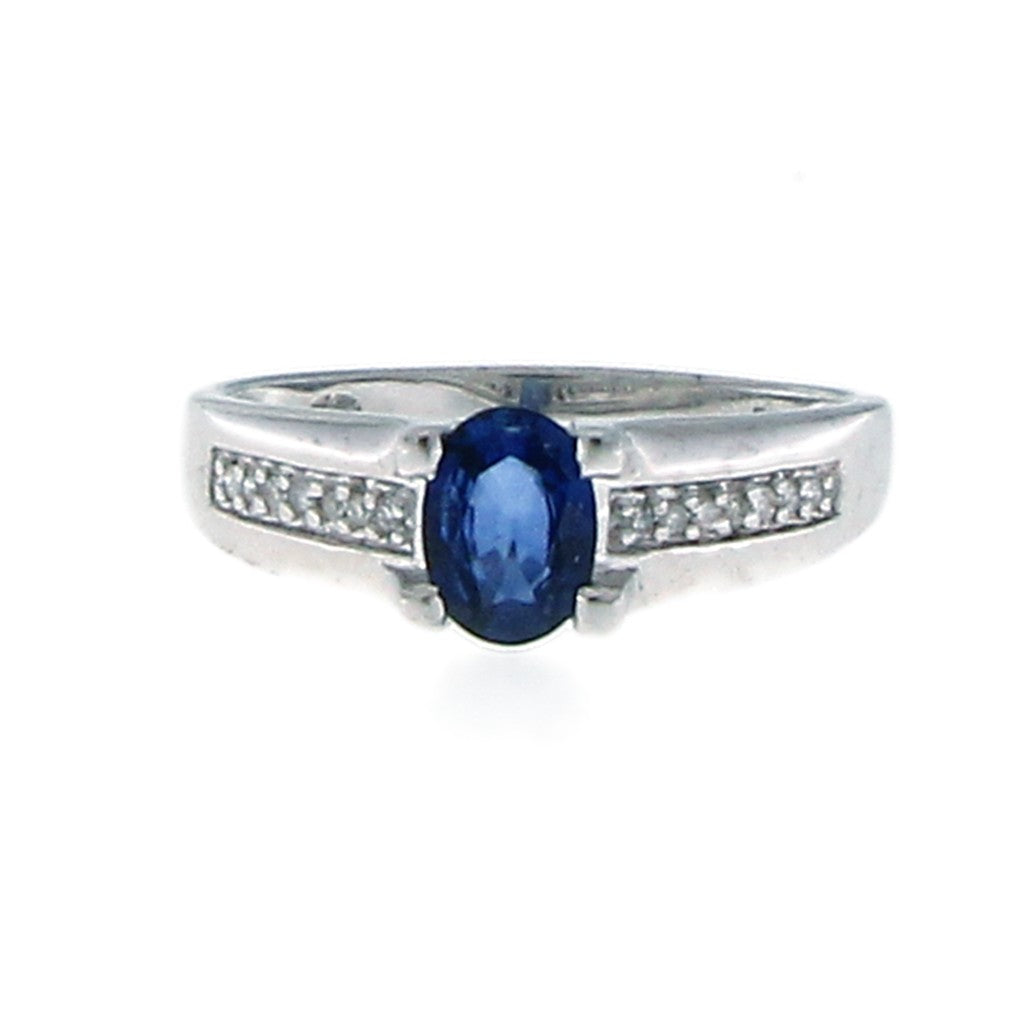 Anello Solitario con Zaffiro da 0,6 CT e Diamanti da 0,01 CT