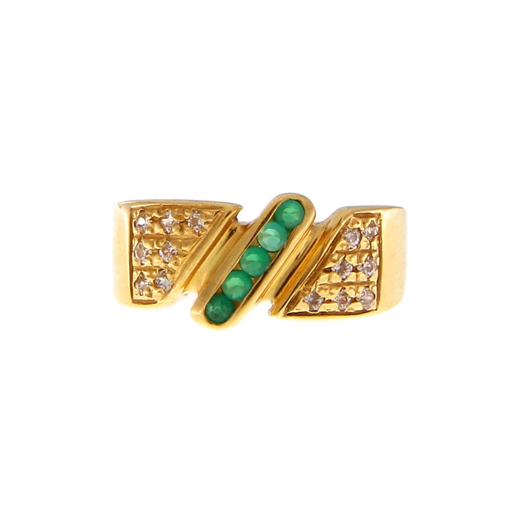 Anello Fascia Smeraldi da 0.04 CT e Zaffiri Bianchi