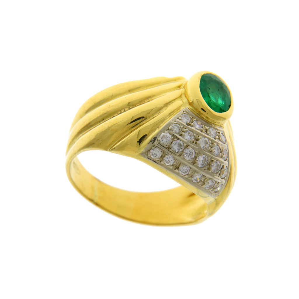 Anello Fascia con Smeraldo da 0,75 CT e Diamanti da 0.05CT