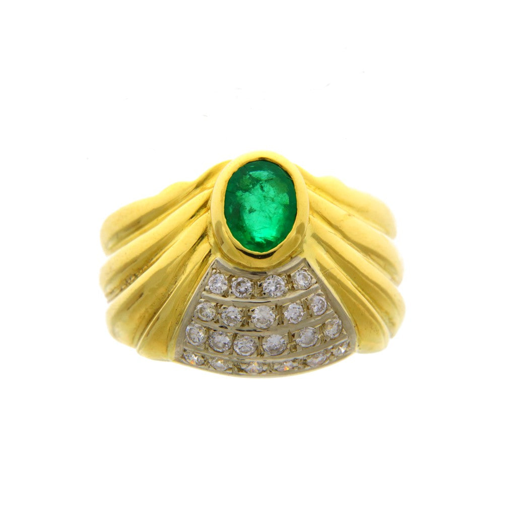 Anello Fascia con Smeraldo da 0,75 CT e Diamanti da 0.05CT