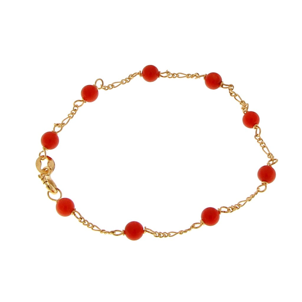 Bracciale Grumetta Alternata con Sfere Rosse