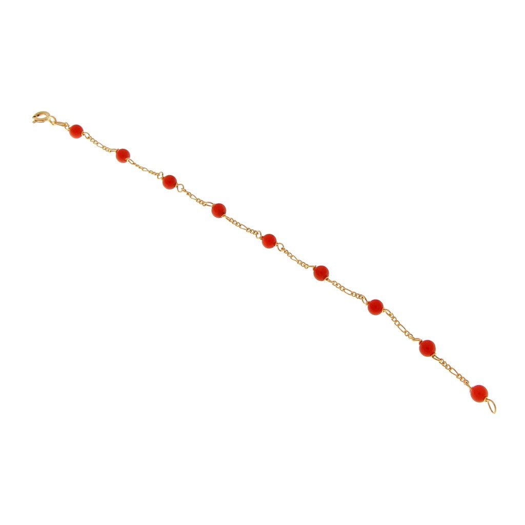 Bracciale Grumetta Alternata con Sfere Rosse
