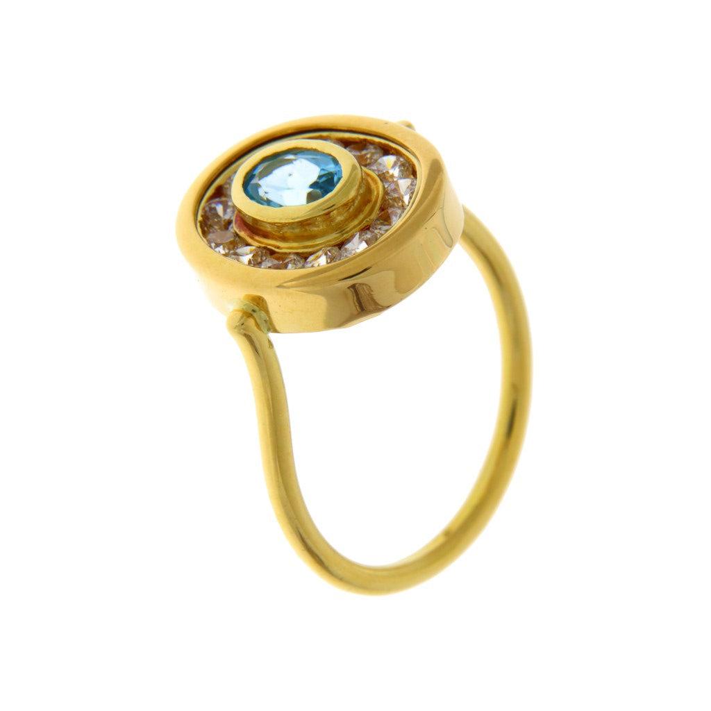 Anello Ovale con Topazio Celeste