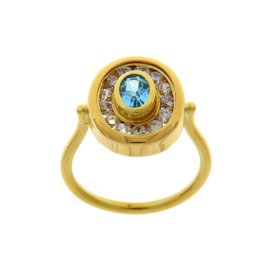Anello Ovale con Topazio Celeste