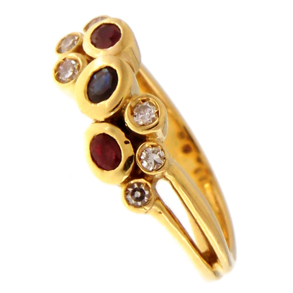 Anello Riviera con Diamanti, Zaffiri e Rubini