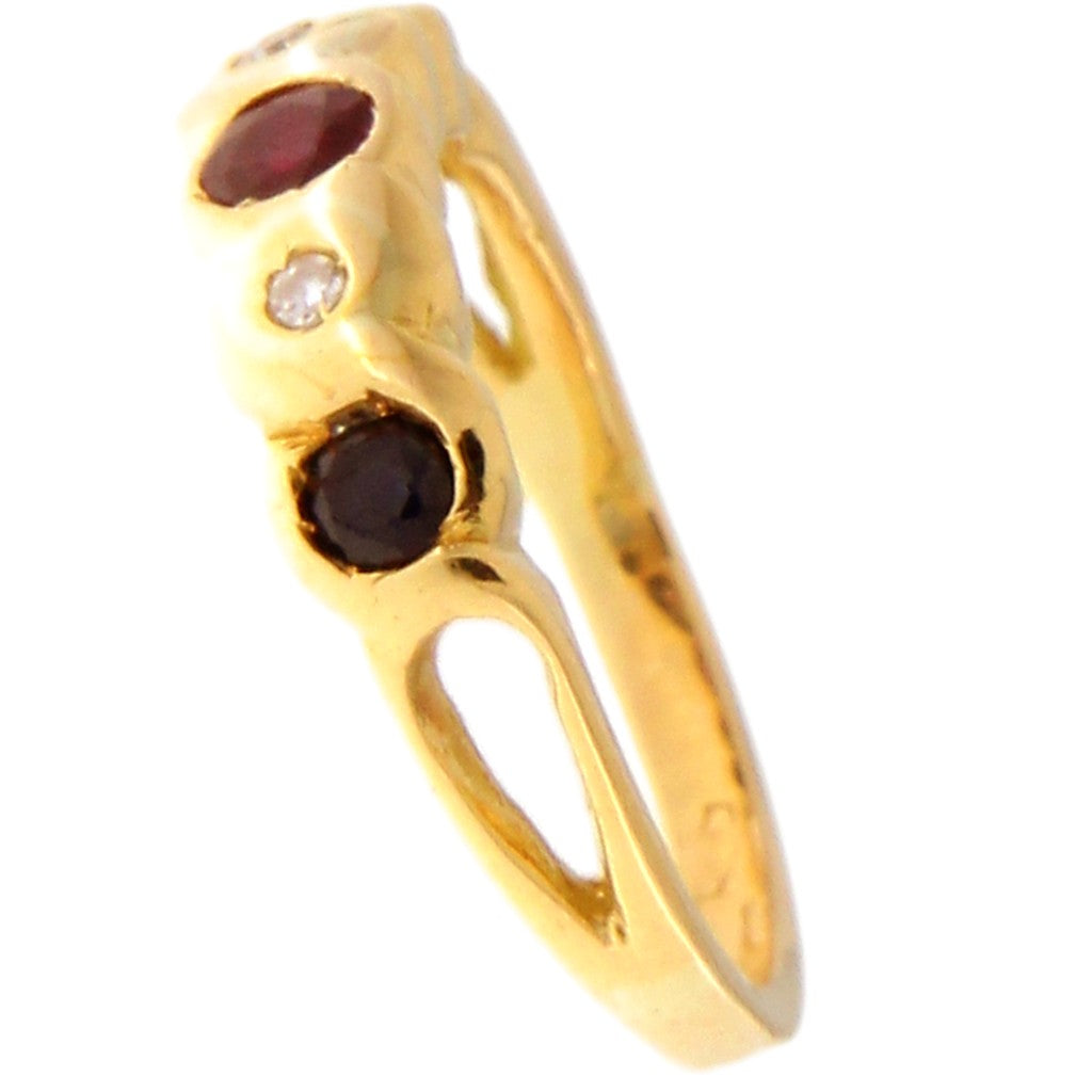Anello Riviera Diamanti Zaffiri e Rubini