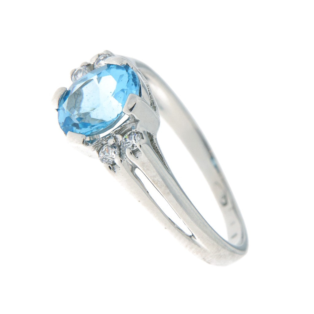 Anello Pietra Celeste e Pietre Bianche