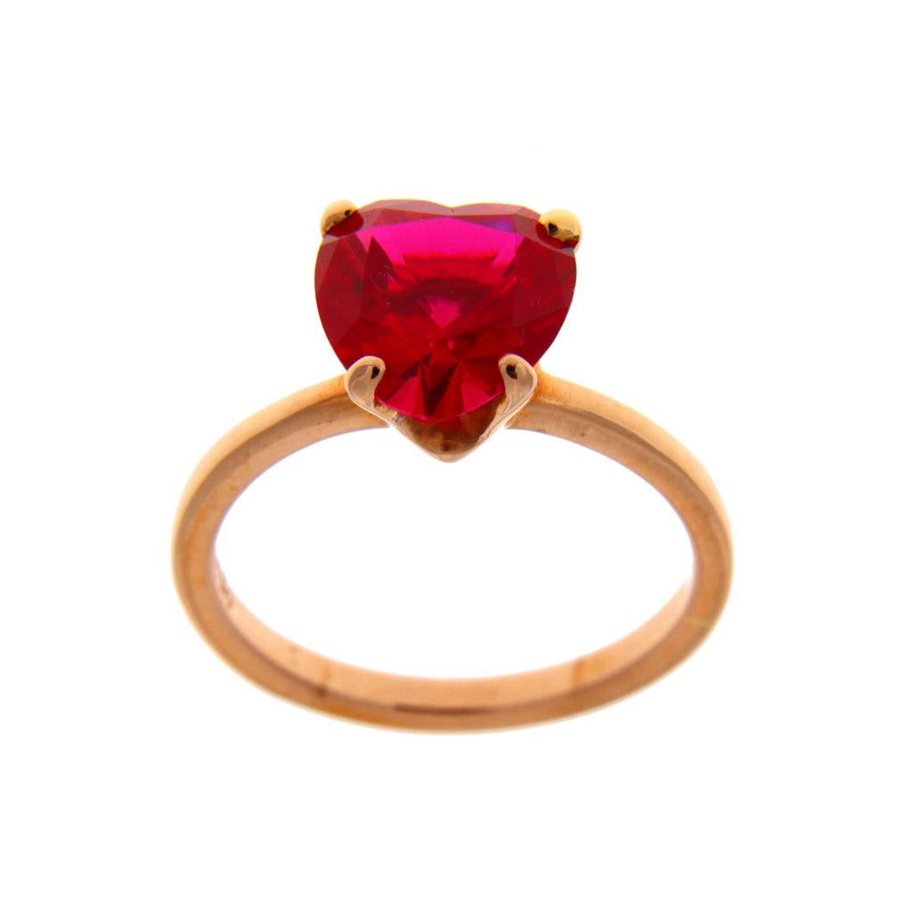 DoDo Anello con Rubino Sintetico a Cuore (Articolo Non in Saldo)