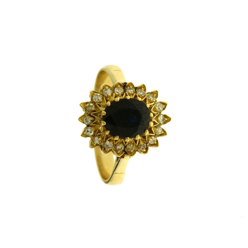 Anello Fiore con Zaffiro e Diamanti (Articolo Non in Saldo)