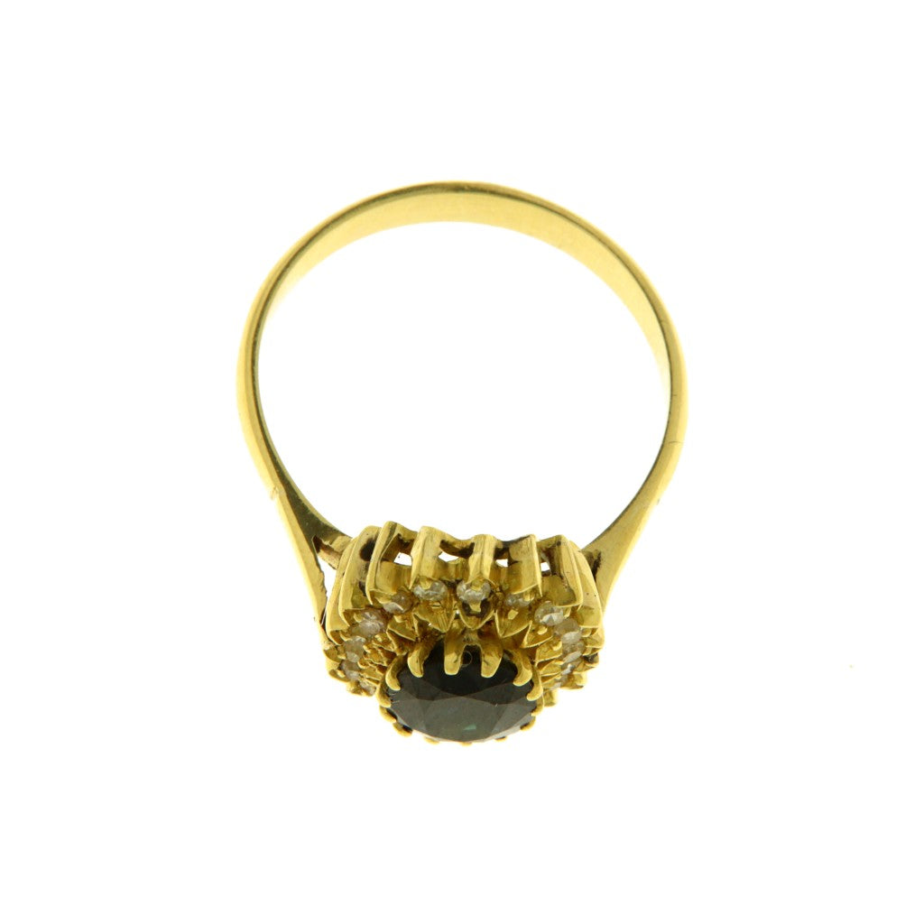 Anello Fiore con Zaffiro e Diamanti (Articolo Non in Saldo)