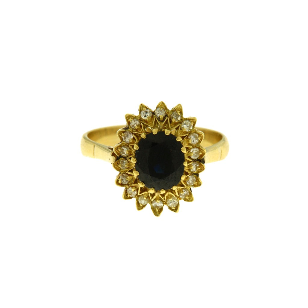 Anello Fiore con Zaffiro e Diamanti (Articolo Non in Saldo)