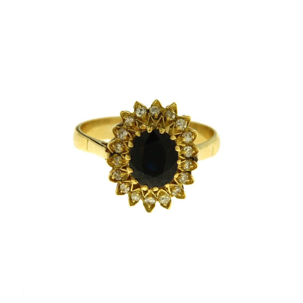 Anello Fiore con Zaffiro e Diamanti (Articolo Non in Saldo)