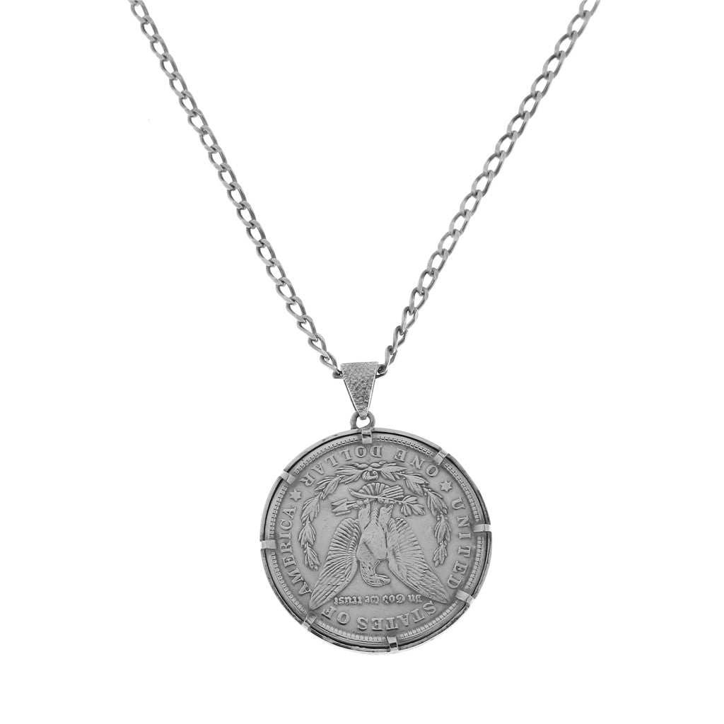 Collana in Argento: Grumetta con Ciondolo Moneta USA 1921 da 1$ (articolo non in saldo)
