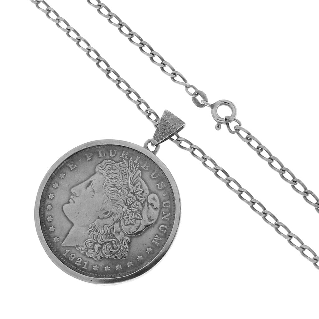 Collana in Argento: Grumetta con Ciondolo Moneta USA 1921 da 1$ (articolo non in saldo)