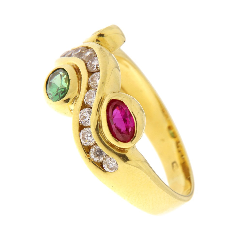 Anello Ondulato con Pietre Colorate