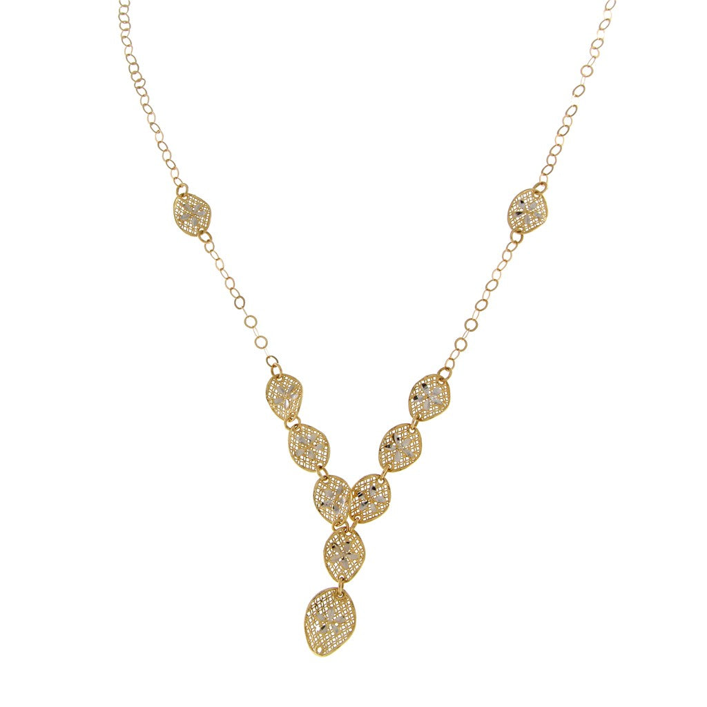 Collana Rolò con Pendente Foglie Lavorate