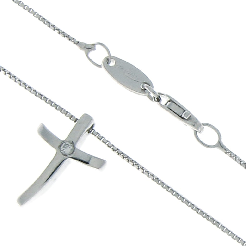 Armonie Collana Venetina con Croce e Diamante da 0.02 CT