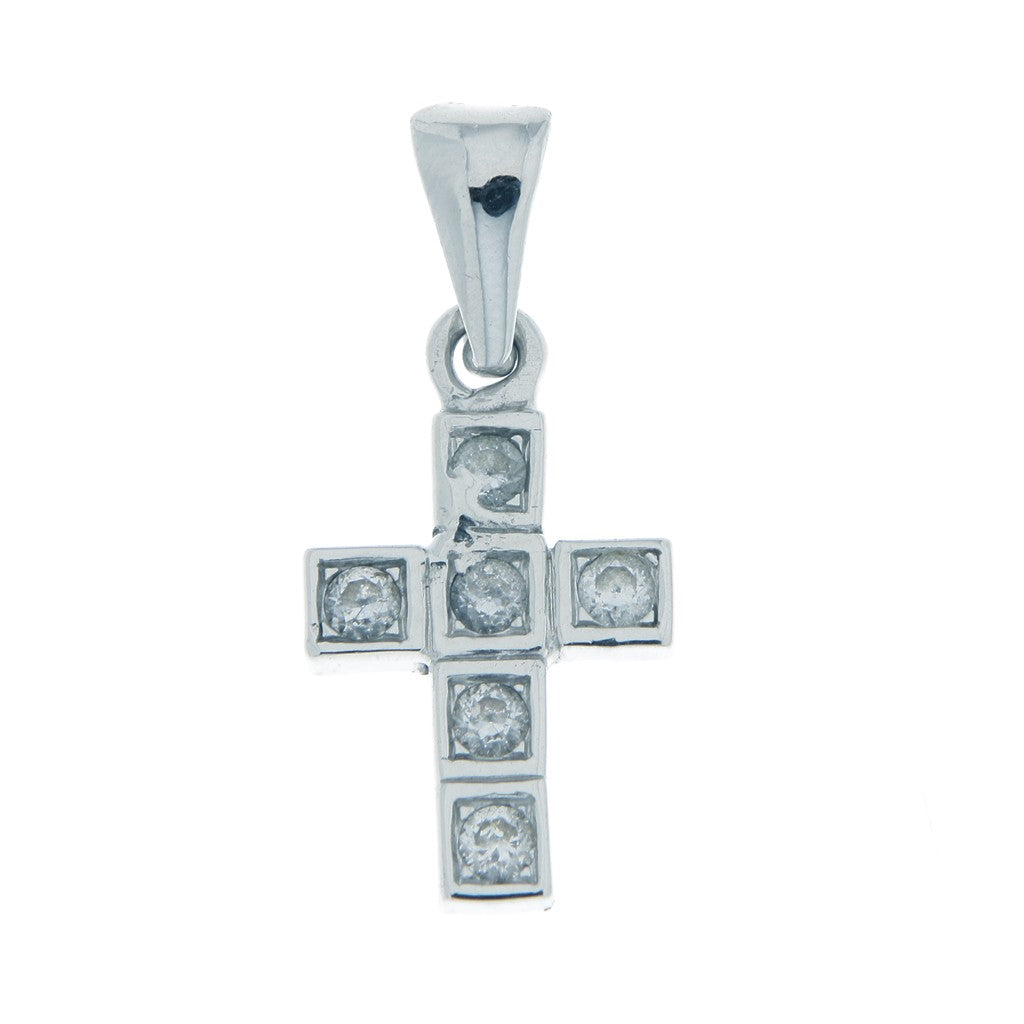 Ciondolo Croce con Pietre Bianche