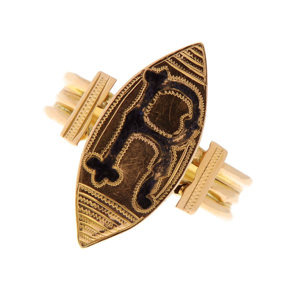 Anello Vintage in Lamine con Lettera R