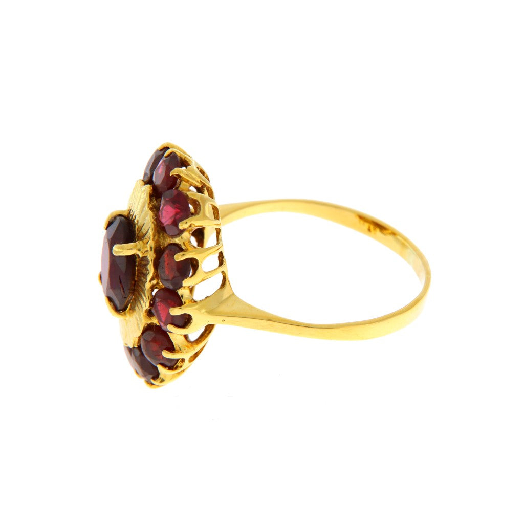 Anello Fiore Ovale con Granati