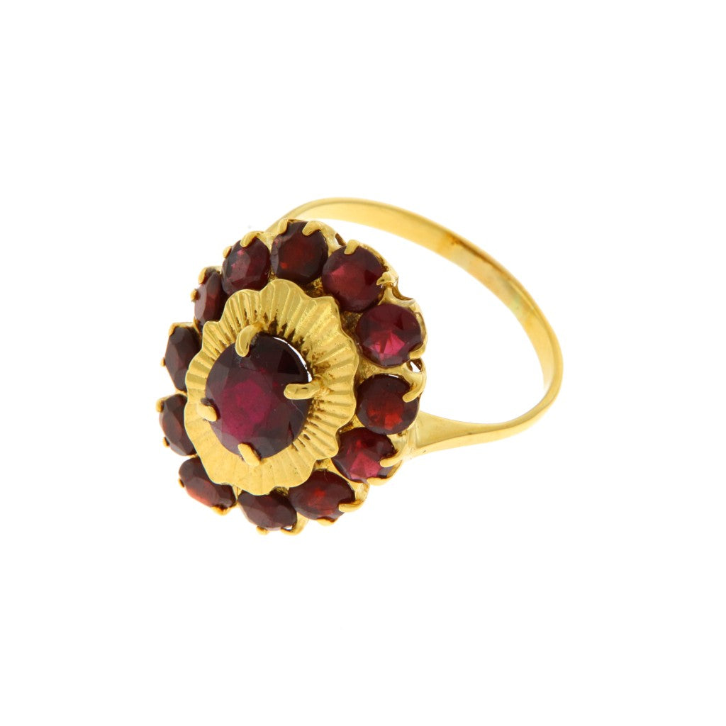 Anello Fiore Ovale con Granati