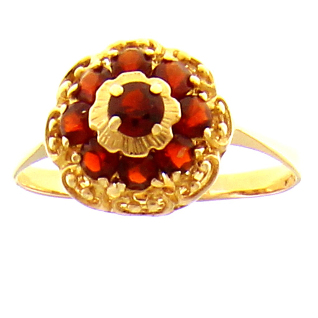 Anello Fiore Tondo con Granati