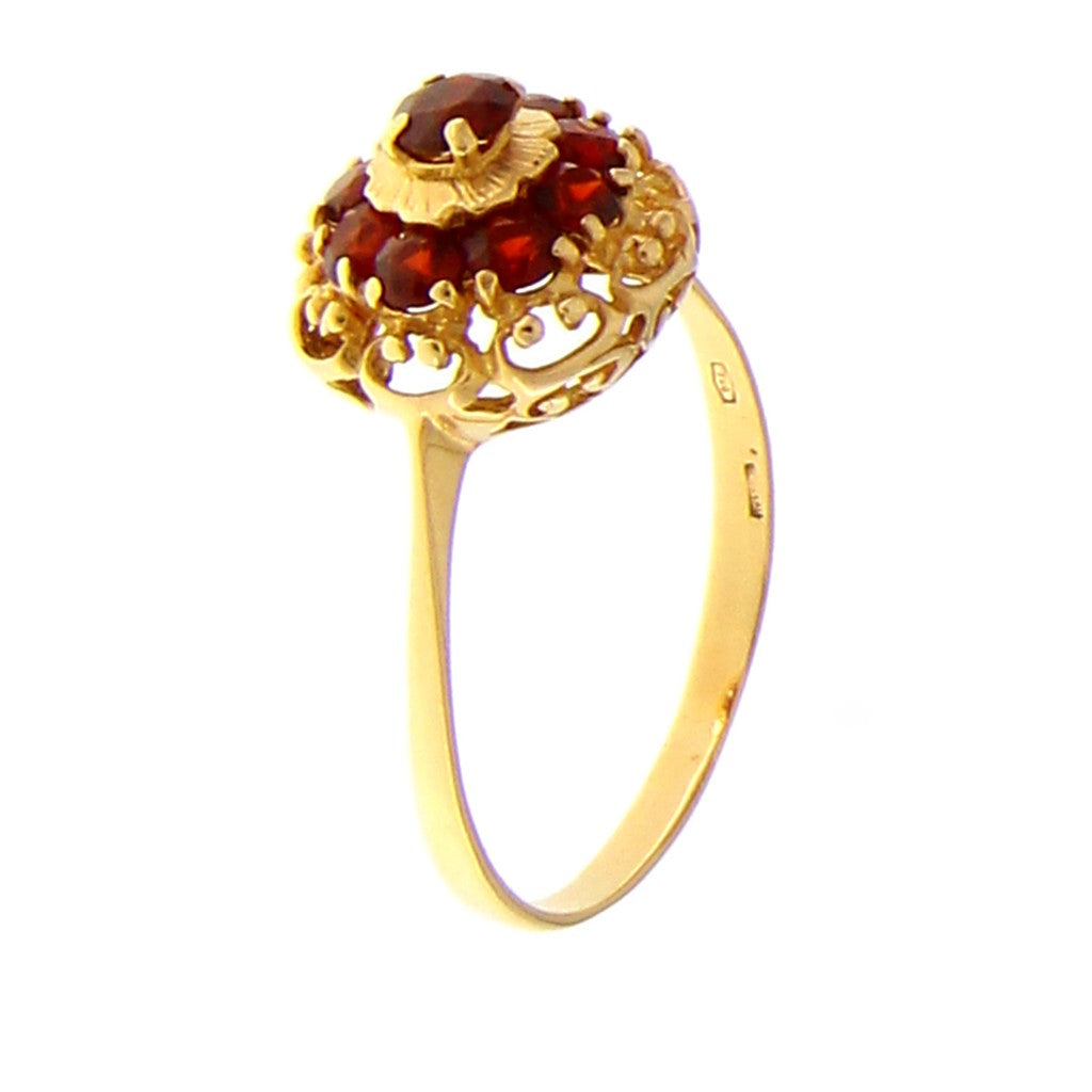 Anello Fiore Tondo con Granati