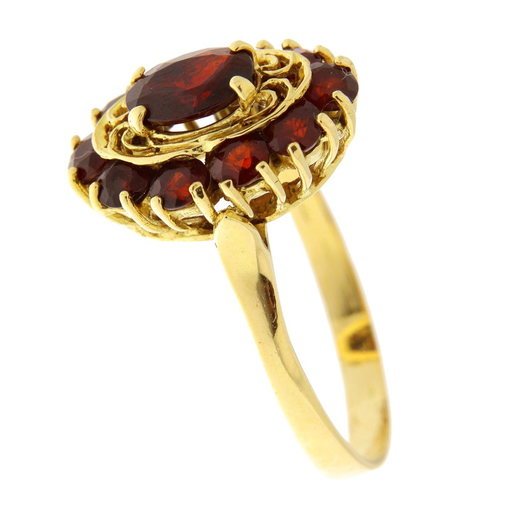 Anello Fiore Ovale con Granati