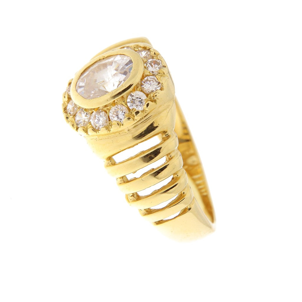 Anello Fascia Fiore Rigata