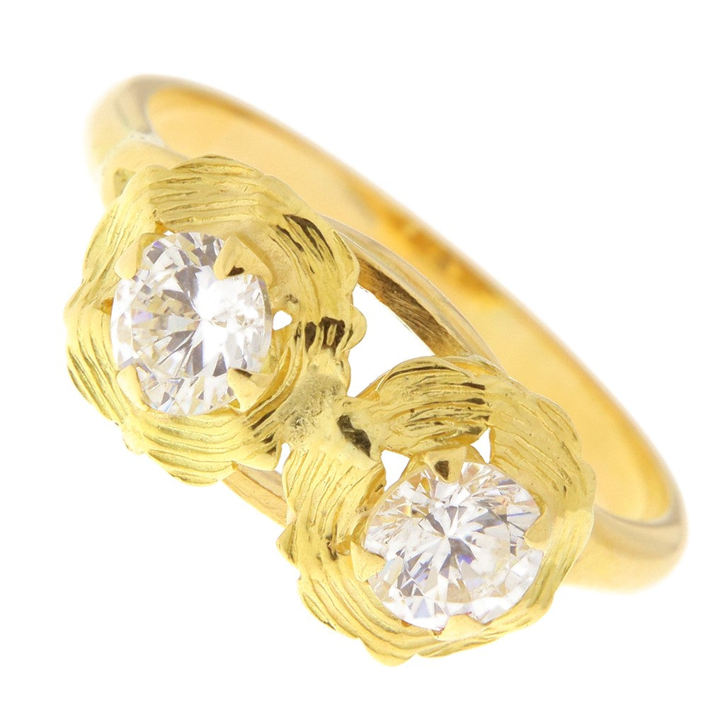 Anello Doppia Pietra Bianca